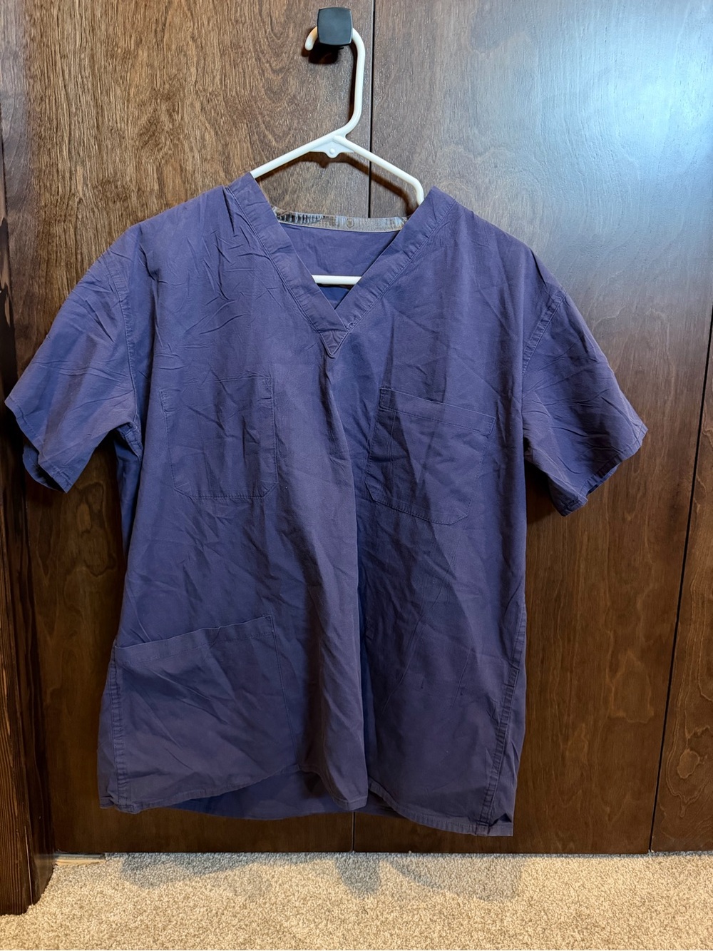 Unbranded Women’s V-Neck Medical Scrub Top in Deep Purple